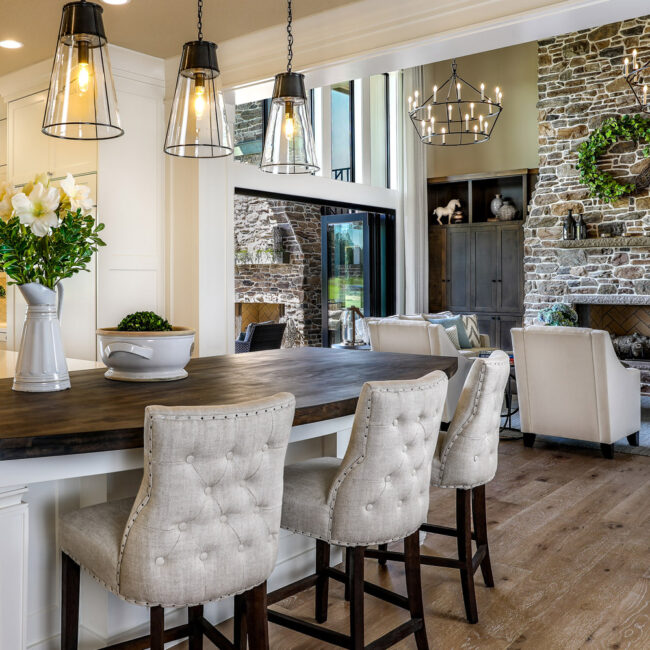 luxurious modern farmhouse in Portland offers a relaxed and refined approach to golf course living and an open feel