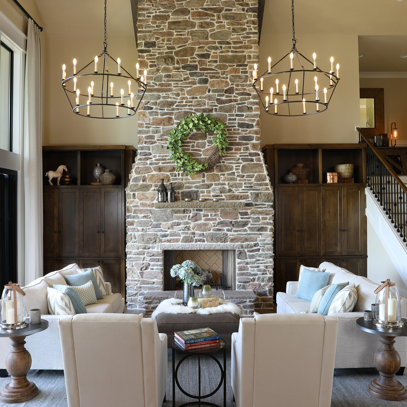 luxury modern farmhouse living room in beaverton offers a relaxed and refined approach to golf course living and an open feel