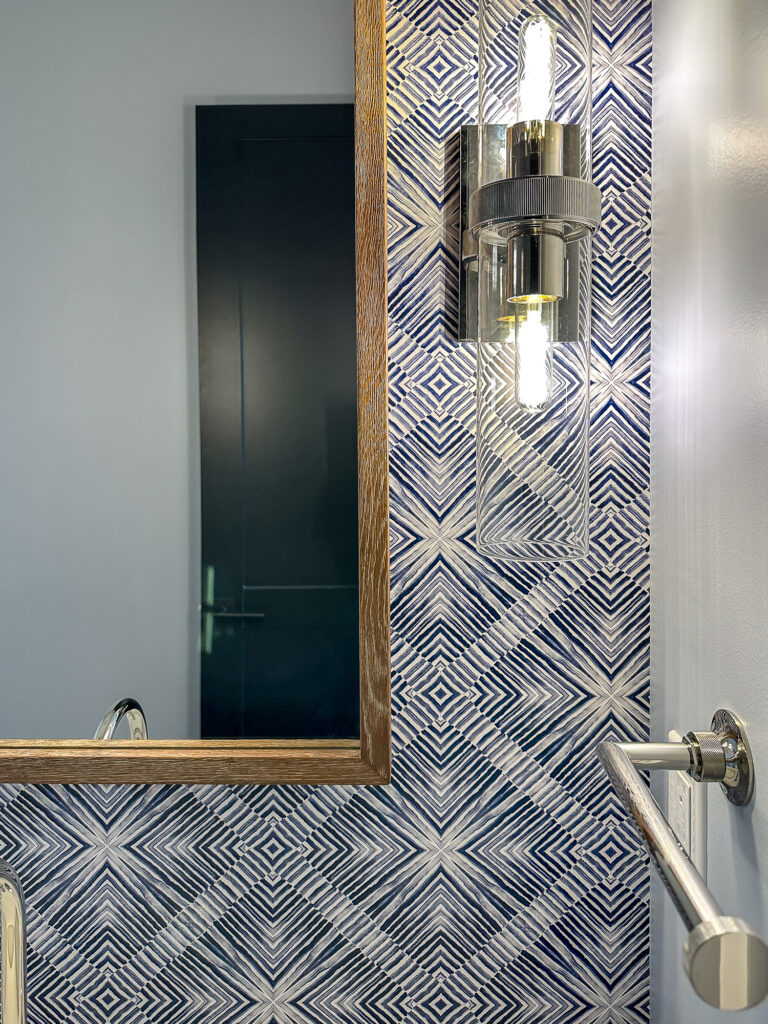 modern farmhouse powder room wallpaper